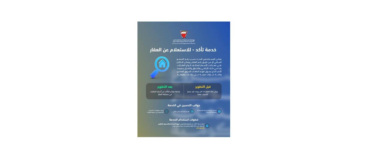 As Part of Government Efforts to Enhance Service Quality and Re-engineer Processes: Survey and Land Registration Bureau Launches the Second Version of the “Takkad” Service